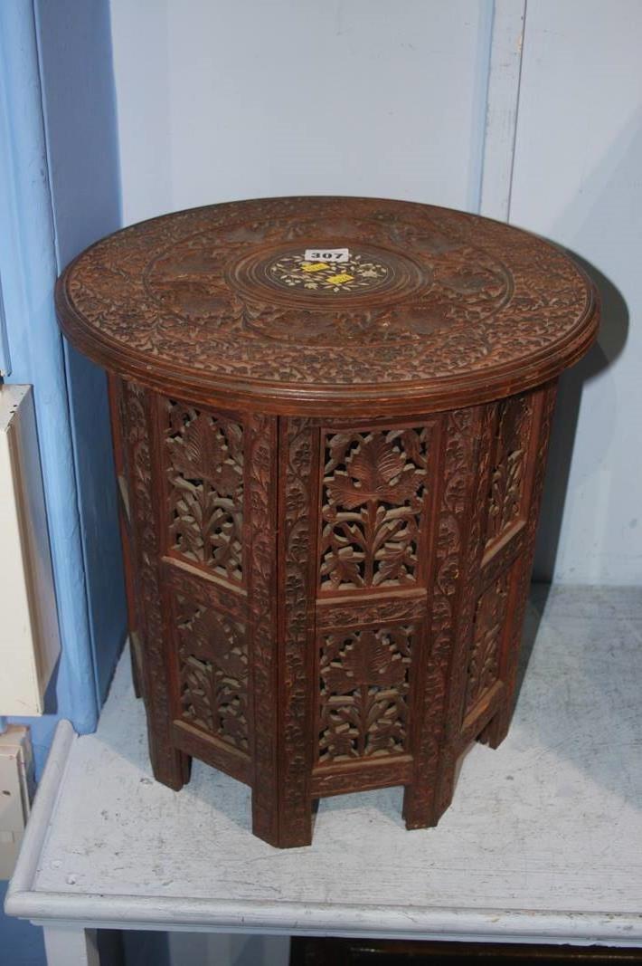 Carved Indian circular table