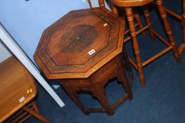 Brass inlaid octagonal table