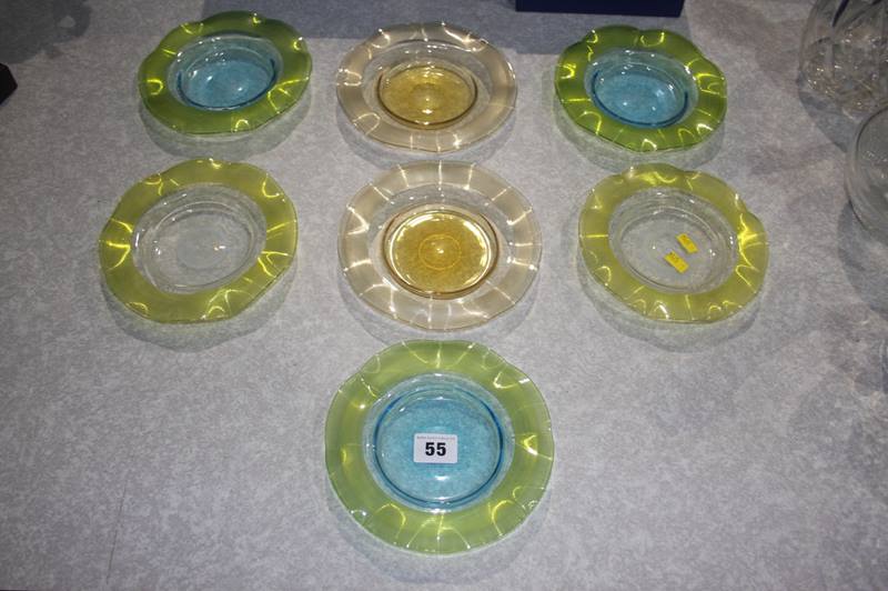 Seven glass ice dishes
