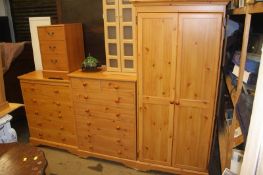 Three modern chest of drawers, wardrobe etc.