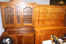 Pine dresser, a small dresser and a corner cabinet