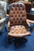 Brown Chesterfield office chair