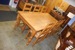Pine refectory table and six chairs