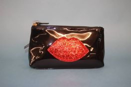 Black and Red large cut out Lip clutch bag from Lulu Guinness