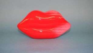 Orange and White perspex Lips clutch bag from Lulu Guinness, with dust bag