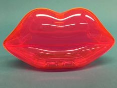 Neon Pink Perspex ‘Lips’ clutch bag from Lulu Guinness, with dust bag and gift bag