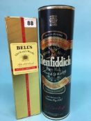 A bottle of Bells Scotch Whiskey, 75cl and a bottle of Glenfiddich Single Malt, 1 litre (2)