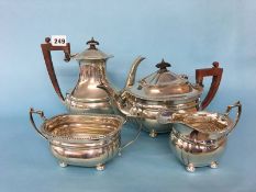 A silver four piece tea service, total weight 51oz, 1641 grams