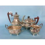 A silver four piece tea service, total weight 51oz, 1641 grams