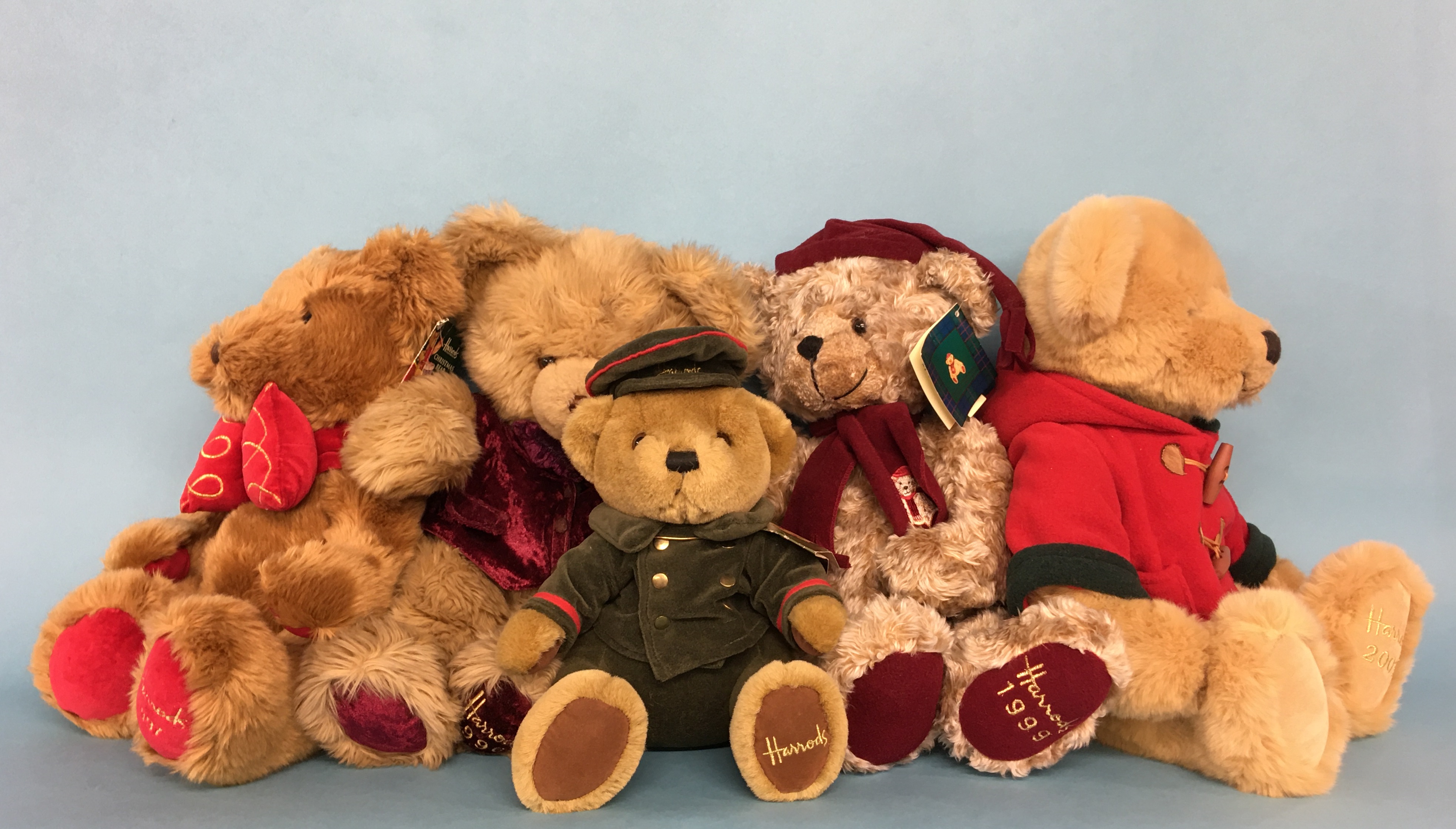 Five various Harrods bears