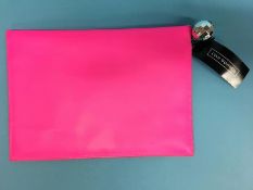 Neon Pink polished leather 'Naomi' clutch bag with glitter ball and dust bag