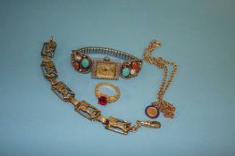 A Chariot bracelet, a 9ct gold necklace, a cocktail watch and dress ring