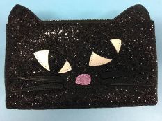 Medium black glitter 'Kooky Cat' bag from Lulu Guinness