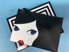 Medium Lulu 'Doll Face Grace' black and chalk bag bag from Lulu Guinness, with box