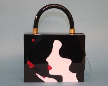 Black perspex 'Kissing Cameo Chloe' bag from Lulu Guinness, with box and dust bag