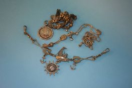 A nautical Albert, another Albert and a silver coloured necklace and pendant