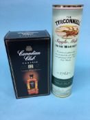 A bottle of Tyrconnell Single Malt Whiskey, 70cl and a bottle of Canadian Club Classic Whiskey, 12