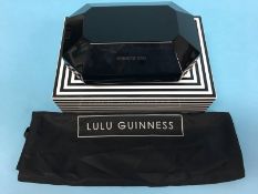 Black perspex 'Ettie' clutch bag from Lulu Guinness, with box and dustbag