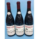 Three bottles of Chateauneuf du Pape 'Vieux Telegraphe' 2007