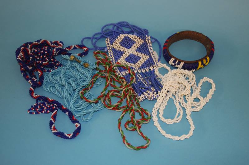 Five American Indian style necklaces and a beadwork bangle