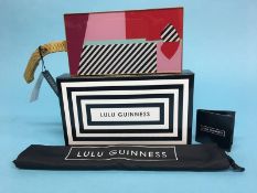 Multi colour perspex 'Ettie' clutch bag from Lulu Guinness, with box