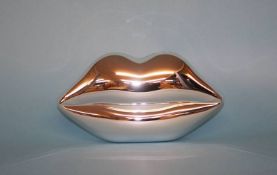 Silver Perspex Lips clutch bag from Lulu Guinness, with dust bag