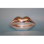 Silver Perspex Lips clutch bag from Lulu Guinness, with dust bag