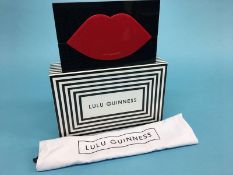 Black and Red perspex 'Zaha' clutch bag from Lulu Guinness, with box and dustbag