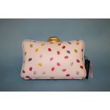 Pale Grey and multi coloured leather 'Lavinia' clutch bag from Lulu Guinness, with box and dust bag