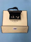 Pair of Links of London silver and enamel Football and Boots cuff links, with box and bag