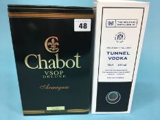 A bottle of Chabot VSOP deluxe Armagnac, 70cl and a bottle of Tunnel vodka, 50cl (2)