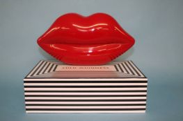 Red perspex Lips clutch bag from Lulu Guinness, with box and dust bag