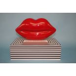 Red perspex Lips clutch bag from Lulu Guinness, with box and dust bag