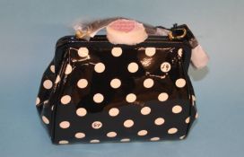 Mini Black polka dot leather 'Eva' bag from Lulu Guinness, with dust bag
