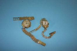 A 9ct gold Tudor Royal Ladies wrist watch, with 9ct gold strap and a 9ct gold Tudor Ladies watch,