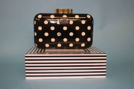 Black polka dot leather 'Fifi' clutch bag from Lulu Guinness, with box and dust bag