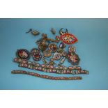 Five decorative mosaic bracelets, eleven mosaic brooches etc.