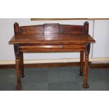 19th century Irish yew wood server, raised back, a