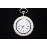 Continental silver & enamel ladies fob watch