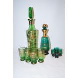 2 Italian glass decanters with glasses