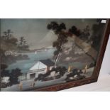 2 dimensional Japanese painting inlayed with mothe