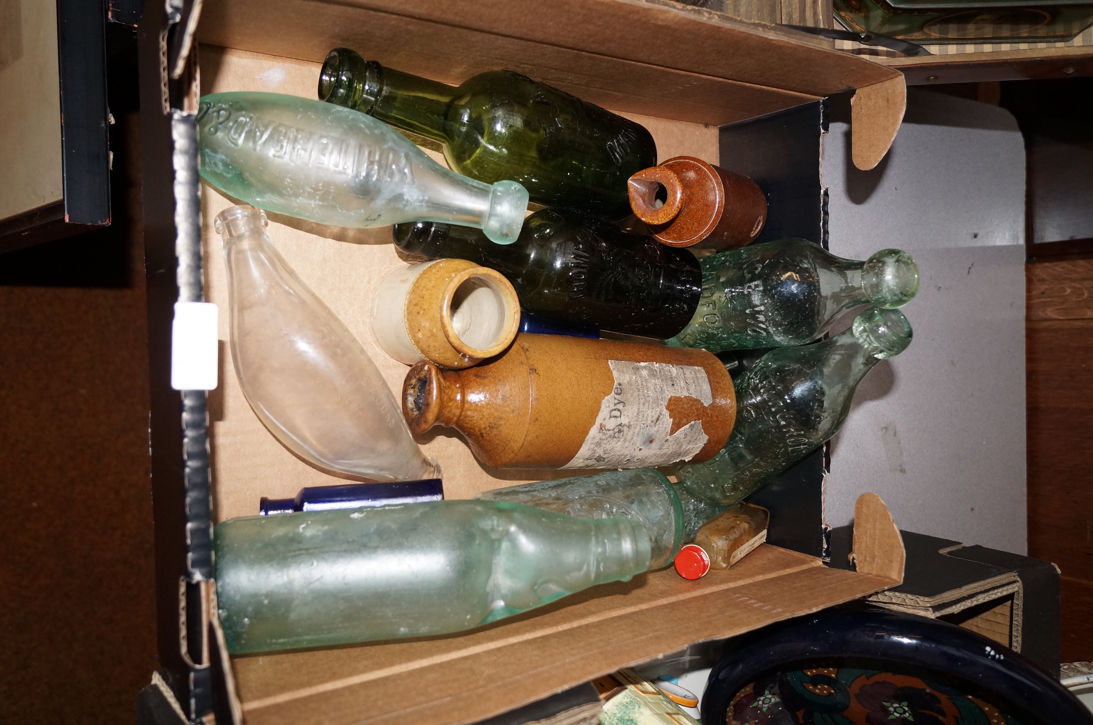 Vintage stone ware & glass bottles