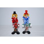 2 Art glass clowns Tallest Height 23 cm