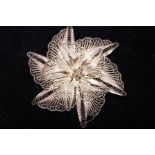 Silver filigree pin brooch