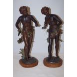 Pair of bronzed classical figures Height 42 cm