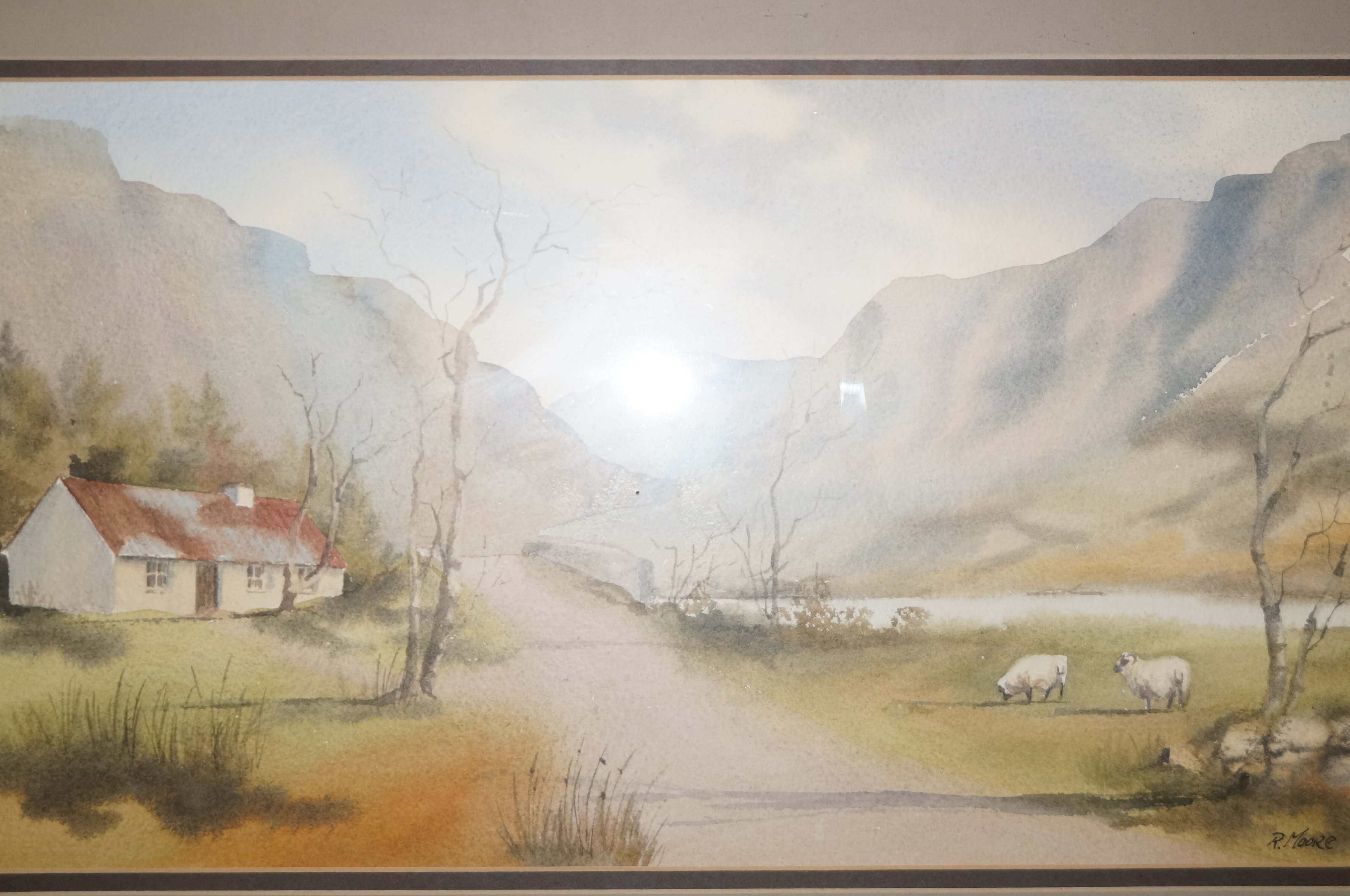 Framed watercolour signed R.Moore