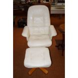 Leather arm chair with matching foot stool