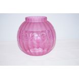 Cranberry glass oil lamp shade