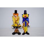 2 Art glass clowns Tallest Height 26 cm