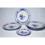 Collection of blue & white doulton table ware